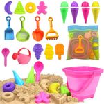 MTDASB Beach Buckets & Beach Toys for Kids,Ice Cream Beach Toys,Sand Toys for Kids and Toddlers With Shovel Tool Kits for Toddlers Boys Girls