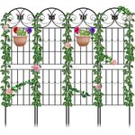 87”H Metal Garden Trellis for Climbing Plants Outdoor, Kalolary 4PCS Garden Fence Rustproof Vine Screen Trellis Frame Grow Support Decorative Outdoor Trellis for Fruits Vegetable Flowers Potted Plants