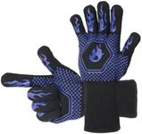 HFLYJPYW BBQ Grill Gloves Heat Resistant 1472℉ High Temp Resistance Fireproof Glove for Grilling Smoking Barbecue Washable Long Oven Extreme Hot Proof Mittens for Kitchen Baking (Blue)