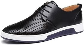 ZZHAP Men's Casual Oxford Shoes Breathable Flat Fashion Sneakers Black US 10