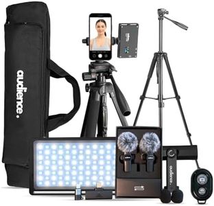 Audience Professional Mobile Creator Kit - 72" Adjustable Tripod with Monopod, LED Fill Light, Dual Lavalier Microphones, Rotating Phone Mount, Bluetooth Remote & Travel Case