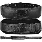 BEAST RAGE Weight Lifting Belt for Men & women, Leather Gym Belt for Weightlifting, 4” Padded Lumber Back Support, 10 Adjustable holes, Ideal for Powerlifting, dead lifting (M, BLACK)