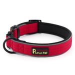 Plutus Pet Tactical Dog Collar, Reflective, Adjustable Heavy Duty Dog Collar, Soft Padded and Comfortable, for Small Medium and Large Dogs (Red, XS)