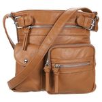 uxcell Crossbody Bags for Women, PU Leather Multi Pocket with Adjustable Straps Women Shoulder Sling Handbags Soft Purse, Brown