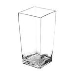 Flower Glass Vase Decorative Centerpiece For Home or Wedding by Royal Imports - Tall Square Tapered Shape, 10" Tall, 5"x5" Opening