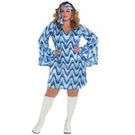 amscan 9918193 Adults New Disco Lady Fancy Dress 60s 70s Costume (UK Dress 16-18)