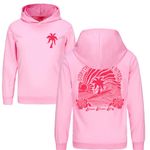 Rzfbeeok Girls Pink Hoodie Children Sunset Casual Pullover Jumpers Wave Letter Print Hooded Tops (Pink01,9-10 Years,9 Years,10 Years)