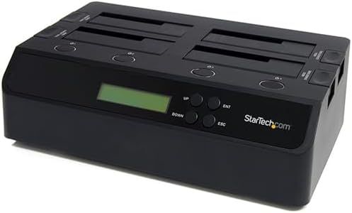 StarTech.com 4-Bay Hard Drive Duplicator and Eraser, External Standalone 1:3 HDD/SSD Cloner/Copier, USB 3.0 / eSATA to SATA Docking Station, Hard Disk Copier / Sanitizer / Wiper Tool (SATDOCK4U3RE)