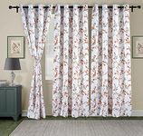 Swayam Colorful Digital Print Blackout Curtain Set 2 for Door - 7.5 Feet | Door Curtain Set of 2 Made of Polyester with 8 Eyelets - Floral White