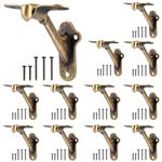 RealPlus Handrail Bracket, 3 Inch Staircase Hand Rail Brackets for Stair Railing with Screws, Antique Brass (Pack of 12)