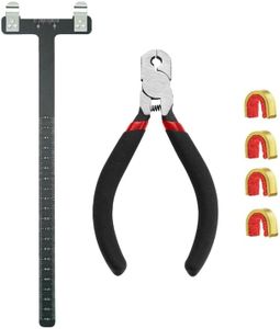 FANOWZUO Archery Tuning Kit, Black T-Square Ruler, Nock Pliers, 6 Brass Nocking Points for Recurve Bow Arrow and String Adjustment