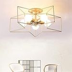 KWOKING Modern 5 Lights Ceiling Light Fixture, Star Shaped Flush Mount Ceiling Light,Minimalist Hanging Lights in Gold