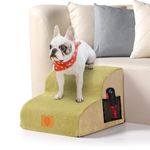 Masthome Dog Steps for Bed, 2-Steps Waterproof Dog Stairs, High Density Foam Dog Ramp with Washable Cover, Non-Slip Pet Stairs & Steps for Small Dogs Cats, with 1 Lint Roller