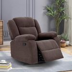 duroflex Avalon - Rocking & Revolving Single Seater Fabric Manual Recliner in Dark Brown Colour