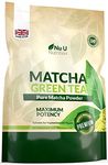 Matcha Green Tea Powder - 250g Double Size Pouch - 100 Servings - Vegan & Vegetarian - Culinary Grade - For Smoothies, Drinks & Baking