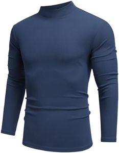 COOFANDY Herren Halbes Rollkragenshirt Winter Thermo Oberteil Langarm Turtleneck Basic Slim Fit Shirts Navy Blau XXL