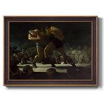 Renditions Gallery Canvas Wall Art Bronze & Gold Framed Home Decorations Boxing Club at Night by George Bellows Abstract Art Wall Hanging Prints for Bedroom Dining Living Room Office Home Kitchen Wall Decor - 18"X27"