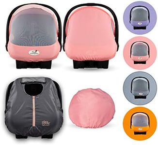 CozyBaby Combo Pack with Mesh Sun and Bug Cover and Lightweight Spring or Summer Cozy Cover with Elasticized Edge, Pink Grapefruit