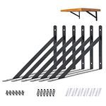 AddGrace 12" Triangle Shelf Brackets 6pcs Home Decoration Brackets DIY Wall Mount Shelf Supports Black Shelf Brackets Heavy Duty Iron Brackets (Black) 12"