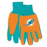 WinCraft NFL Miami Dolphins Two-Tone Gloves, Orange/Green