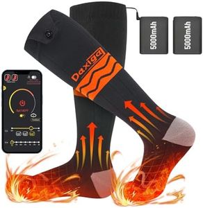 Daxiga APP Control Heated Socks with 5000mAh Rechargeable Battery Powered Cold Weather Heat Socks for Camping Riding Skiing Hiking Snowboard, Outdoor Working Warm Winter Socks (Black)