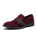 Bruno Marc Men's Slip on Tuxedo Dress Loafers, Red Wine, 14