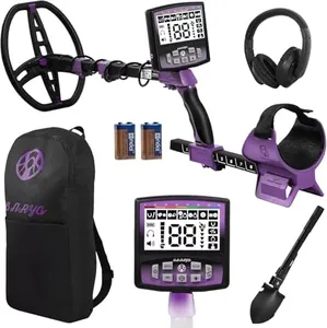 Gbnryg Metal Detector for Adults Professional,Higher Accuracy Detector with Backlit LCD Display,5 Modes,IP68 Waterproof Metal Detector 12" Coil,New Advanced DSP Chip(Purple)