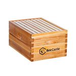 BeeCastle Heavy Wax Coated Langstroth Unassembled Deep/Brood Box with Frames and Beeswax Coated Foundation Sheet (8 Frame)