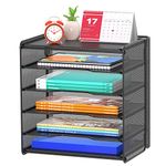 Samstar Letter Tray Paper Organizer, Mesh Desk File Organizer with 5 Tier Shelves and Sorter, Black