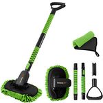 YeewayVeh 55" Car Wash Brush, Microfiber Car Wash Mop with Long Handle, Scratch-Free Washing Brush Extension Pole with D-Shaped Handle Car Cleaning Kit for RV Truck Camper, Green