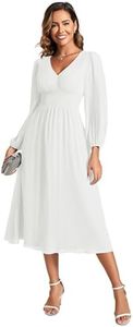 Ever-Pretty Robe D'Invité De Mariage Manches Longues Col V Lingne A Chic Blanc 46