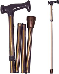 DMI Adjustable Folding Cane with Ergonomic Handle, Lightweight, Sturdy and Support up to 250 pounds, Great for Travel, Walking Stick, Bronze