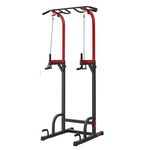 DOLPHY Steel Dip Stands Adjustable Power Tower Pull Up Bar Workout Dip Station Multi-Function Push Up bar for Home Gym Strength Training Fitness Equipment (Black & Orange)