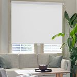 LUCKUP Cordless Blackout Roller Shades for Windows Free-Stop Window Fabric Blinds Roll Up Shade Thermal Insulated Privacy Room Darkening UV Protection, 24" W x 72" H, White