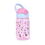 Princess Water Bottle with Soft Handle for Travel or at Home, 430ML, Leak-Proof When Closed with Straw Lid and Soft Handle