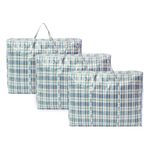 Extra Large Laundry Storage Checkered Shopping Bags 3 Pack, (60 x50 x25 cm) Strong and Durable Waterproof Moving Totes Carrying Bag With Zipper, Cloth Storage Handle Attached Reusable Luggage Bags