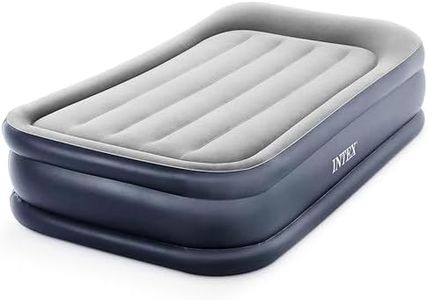 Intex 64131ED Dura-Beam Plus Deluxe Pillow Rest Air Mattress: Fiber-Tech – Twin Size – Built-in Electric Pump – 16.5in Bed Height – 300lb Weight Capacity