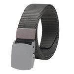 ZORO Men's Nylon Fabric Belt for Men, Plastic Flap Buckle, fits on upto 40 inches waist size (DARK GREY 49, 1)