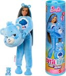 Barbie Cutie Reveal Doll & Accessories, Care Bears Series, Fashion Doll with Grumpy Bear Plush Costume & 10 Surprises Including Color Change & Mini Bear