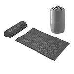 Navaris Acupressure Mat and Pillow Set - Acupuncture Mat for Back, Neck, Shoulders, Muscles, Relaxing - Includes Carry Bag - Grey/Grey