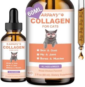 Collagen for Cats - Skin and Coat Supplement - Liquid Grass Fed Collagen for Cats - Hip & Joint, Digestive & Immunity Support - with MSM, Hyaluronic Acid, Biotin - Roast Chicken Flavor, 60 ML