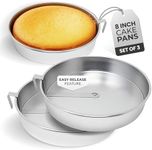 Aunt Shannon's Kitchen 8 Inch Round Cake Pans, 3 Pack, Silver Cake Pan with a Built-in Swivel Blade, Easy Release Cake Pans Set for Baking, Baking Pans Set for 3-Layer Cake, Dishwasher Safe