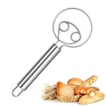 Storite Stainless Steel Dough Whisk Manual Bread Whisk Non-Slip Heat Resistant Dough Whisk, Dough Mixer Hand Tool for Bread, Batter and Pastry- Silver