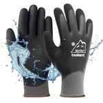 Waterproof Winter Gloves, Thermal Work Gloves for Cold Weather, Touchscreen, Super Grip, for Gardening, Fishing, Car Washing, Freezer Gloves, Grey, Large