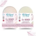KinKind Be KIND! Fragrance Free Natural Shampoo and Conditioner Set for Dry Scalp. Unscented Solid Shampoo bar and Hair Conditioner bar ideal for Eczema, Sensitive skin, Psoriasis & Folliculitis.