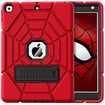 Grifobes for iPad 9th Generation Case, iPad 8th/7th Generation Case 2021/2020/2019, Heavy Duty Shockproof Rugged Protective 10.2" Cover with Srand for iPad 9 8 7 Gen 10.2 inch Kids Boys (Red+Black)