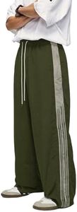 Aelfric Eden Womens Track Pants Y2k Wide Leg Parachute Pants Men Baggy Cargo Sweatpants with Elastic Waist Army Green