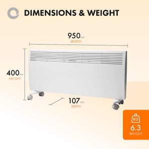 Devola 2400W Electric Panel Heater – Wall Mount, Slim Design