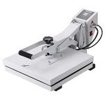 VEVOR Heat Press Machine, 15x15in / 38x38cm, Clamshell Sublimation Transfer Printer with Teflon Coated, Digital Precise Heat Control, Silica-Gel Sponge Powerpress for T-Shirt Bag Pad, White