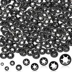 OIIKI 260pcs M2/M2.5/M3/M4/M5/M16/M8/M10/M12 Internal Tooth Starlock Washers, Push On Speed Clips Fasteners Assortment Kit, 65 Mn Steel Black Oxide Finish Star Lock Washers (9 Sizes)